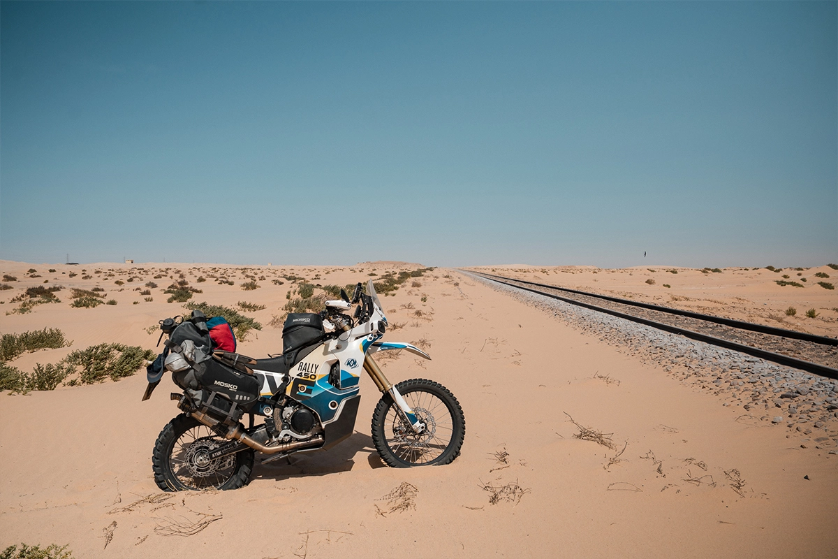 Desert riding on motorcycle
